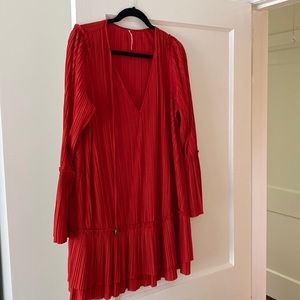 Free people red bell sleeve dress